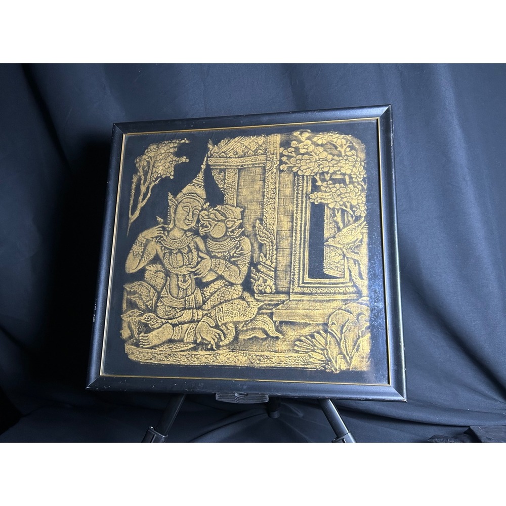 Unbranded Thai Temple Rubbing Art Unisex OS Gold Good Vintage Framed Gold‎ Leaf